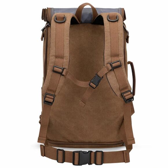 Witzman Brown Convertible Travel Leather Canvas Duffle Large A2020-2 Backpack - Picture 4 of 8